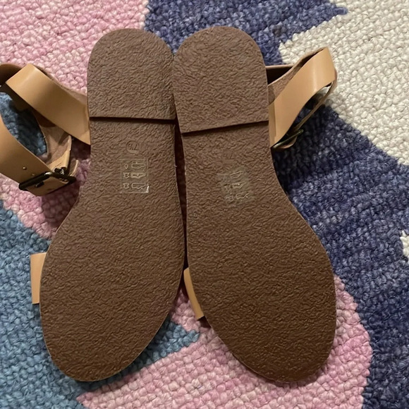 MADEWELL Woman’s Nude Leather BOARDWALK Ankle Strap Sandals Natural Buff 7.5 - Picture 7 of 9